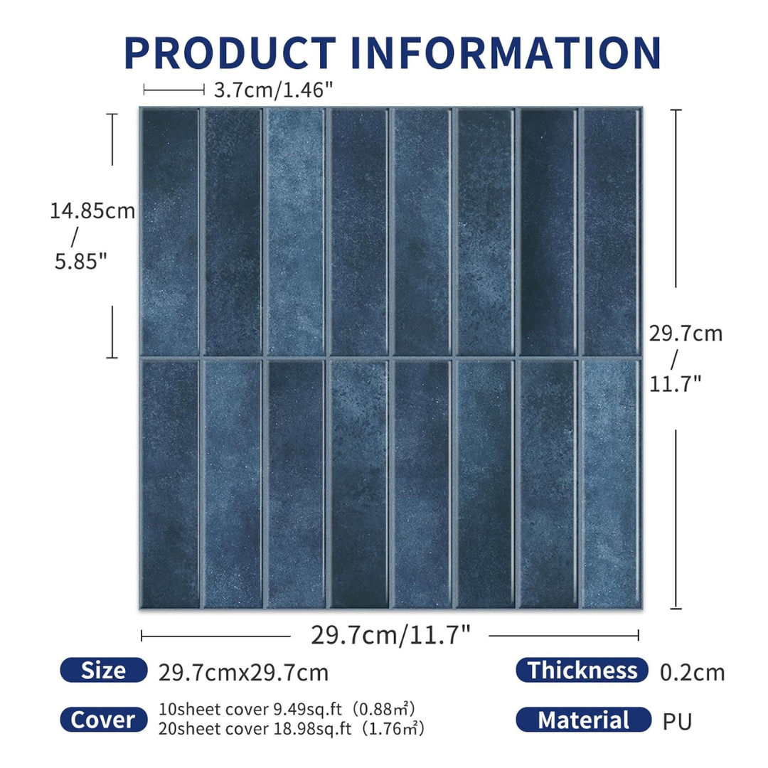 Dark Blue - Self Adhesive 3D Tile (10pcs)