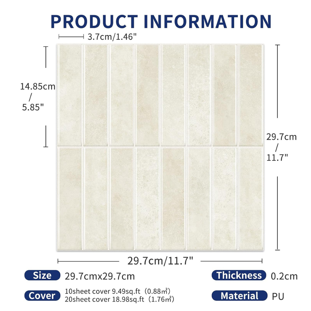 Beige - Self Adhesive 3D Tile (10pcs)