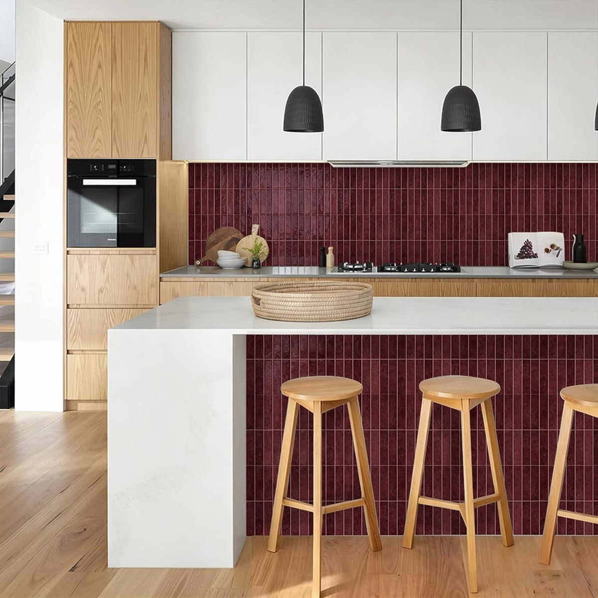 Burgundy - Self Adhesive 3D Tile (10pcs)